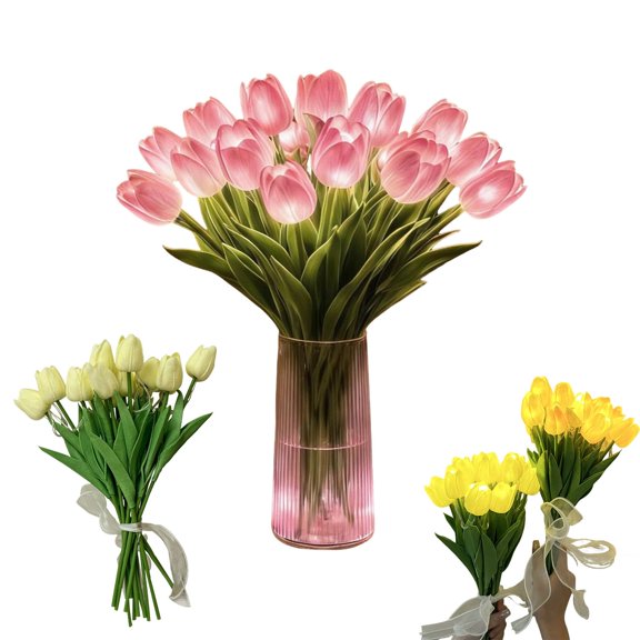 Radiant Romantic Tulip Light with A Vase, 5/10pcs Twinkling Tree Tulips, Twinkling Led Tulips that Never Fade, Led Night Light, Flower Shaped Ambient Night, for Bedroom Bedside Decor