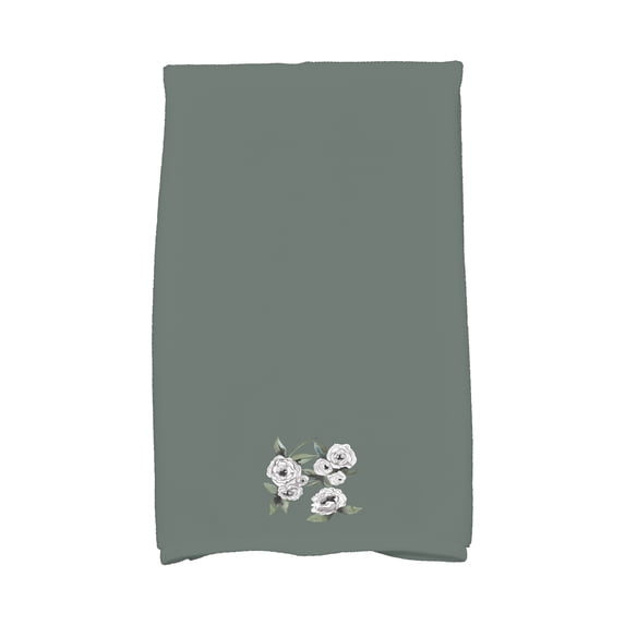 Radiant Rose 16 x 25 Inch Green Floral Print Kitchen Towel
