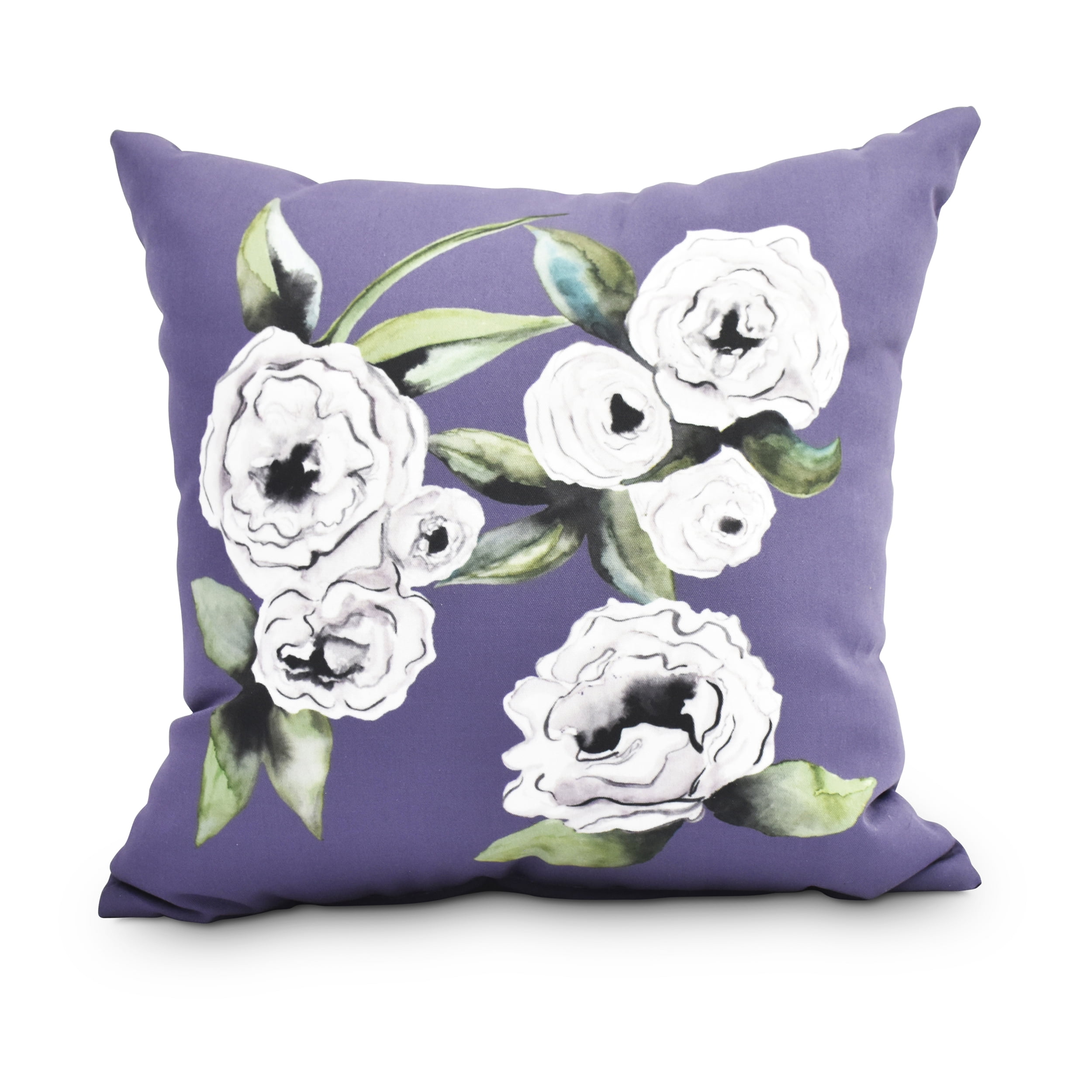 Radiant Rose 20 Inch Purple Floral Print Decorative Throw Pillow