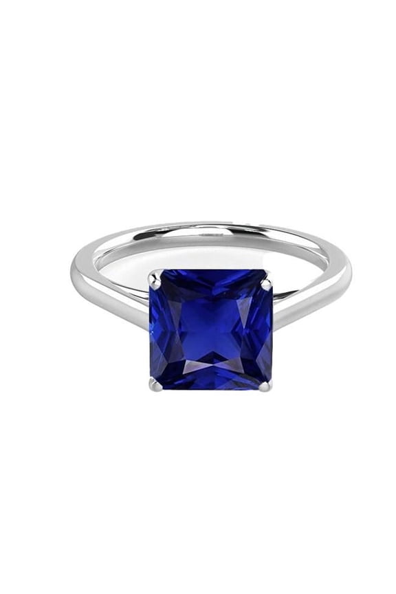 Radiant Sapphire 2 CT Cathedral Setting Solitaire Ring, 14K Gold - Size 6.5