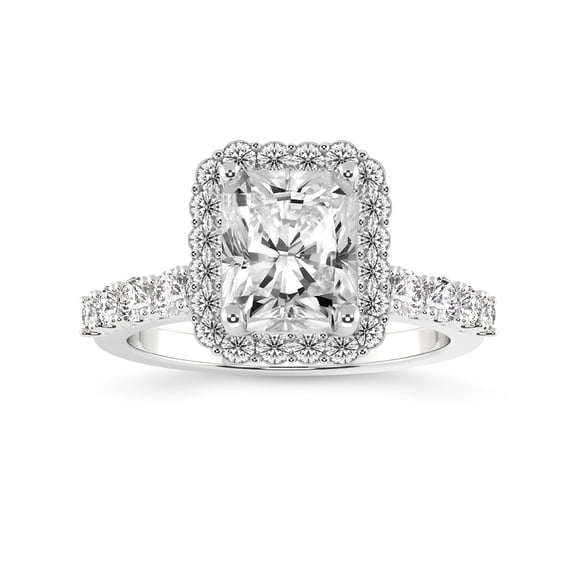 Radiant Shape 1 Carat IGI Certified Lab Grown Diamond Ring | 14K White Gold | Vionna Round Halo Lab Diamond Engagement Ring | FG-VS1-VS2 Quality Friendly Diamonds