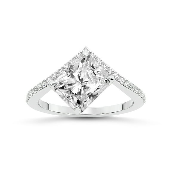 Radiant Shape 1 Carat IGI Certified Lab Grown Diamond Ring | 14K White Gold | Zelda Classic Chevron Diamond Ring | FG-VS1-VS2 Quality Friendly Diamonds