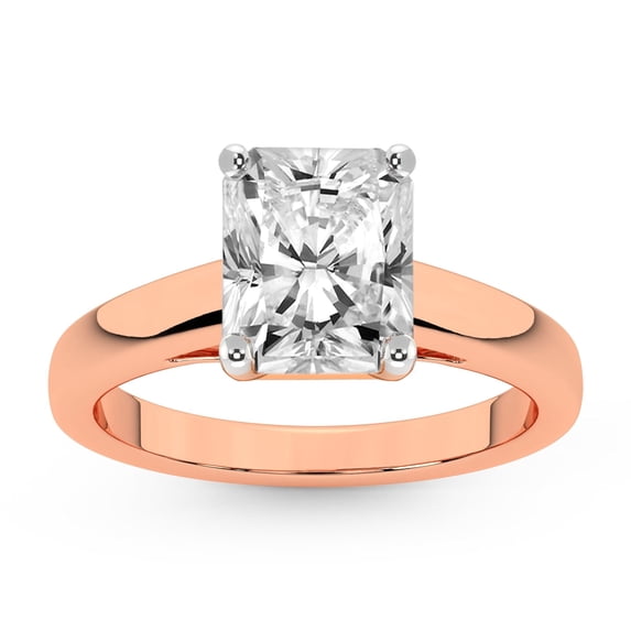 IGI Certified 2 Carat Radiant Shape Lab Grown Diamond Engagement Ring | 14K Rose Gold | Allen Flat Band Solitaire Lab Diamond Ring | FG-VS1-VS2 Quality Friendly Diamonds