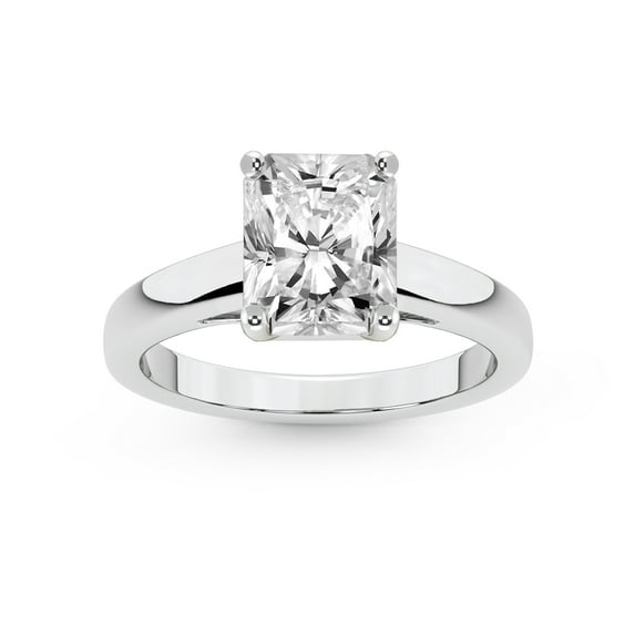 IGI Certified 2 Carat Radiant Shape Lab Grown Diamond Engagement Ring | 14K White Gold | Allen Flat Band Solitaire Lab Diamond Ring | FG-VS1-VS2 Quality Friendly Diamonds
