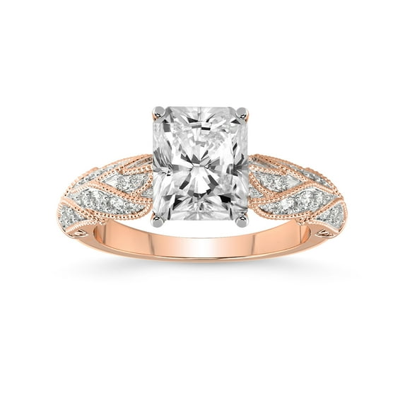 Radiant Shape 3 Carat IGI Certified Lab Grown Diamond Ring | 14K Rose Gold | Vintage Willow Lab Diamond Engagement Ring | FG-VS1-VS2 Quality Friendly Diamonds