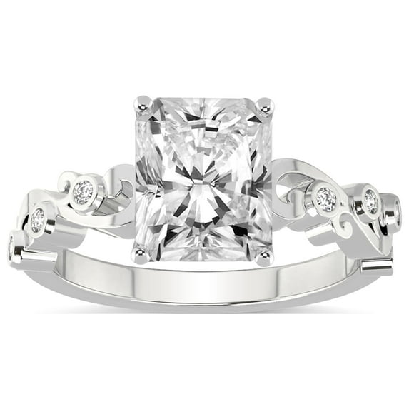 Radiant Shape 3 Carat IGI Certified Lab Grown Diamond Ring | 14K White Gold |Catrina Cutwork Lab Diamond Engagement Ring | FG-VS1-VS2 Quality Friendly Diamonds