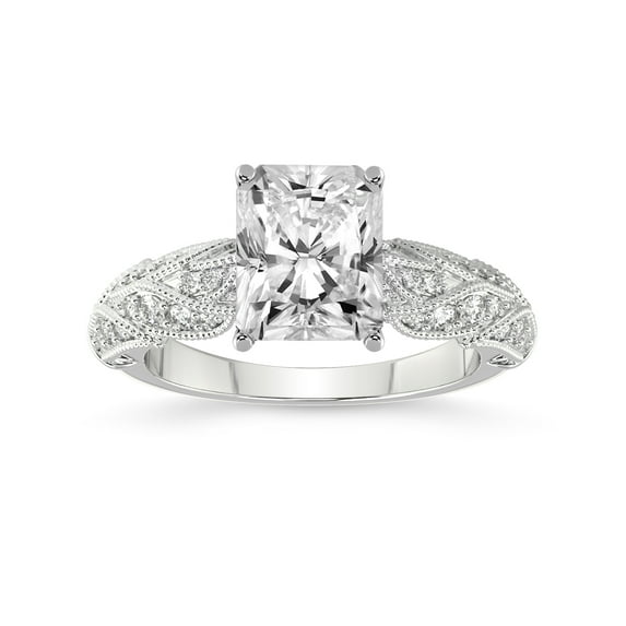 Radiant Shape 3 Carat IGI Certified Lab Grown Diamond Ring | 14K White Gold | Vintage Willow Lab Diamond Engagement Ring | FG-VS1-VS2 Quality Friendly Diamonds