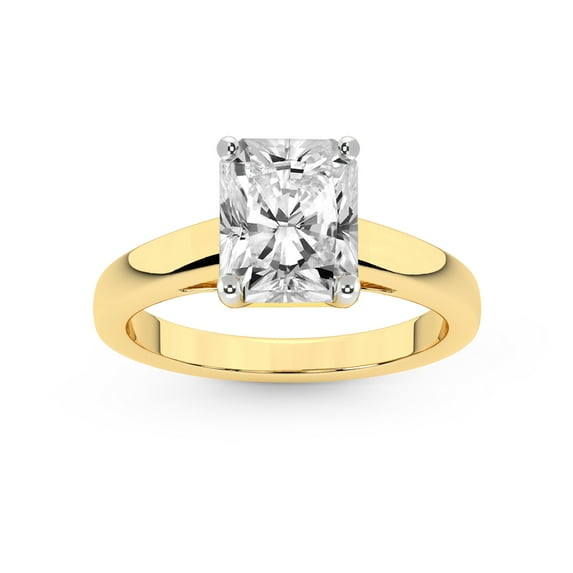 IGI Certified 3 Carat Radiant Shape Lab Grown Diamond Engagement Ring | 14K White Gold | Allen Flat Band Solitaire Lab Diamond Ring | FG-VS1-VS2 Quality Friendly Diamonds