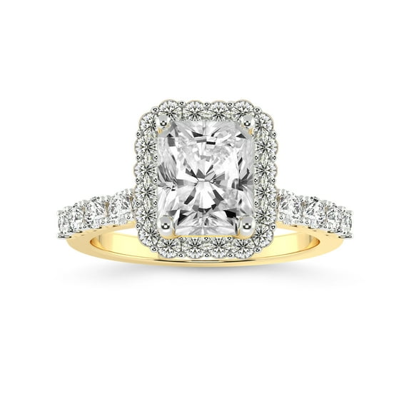 Radiant Shape 5 Carat IGI Certified Lab Grown Diamond Ring | 14K Yellow Gold | Vionna Round Halo Lab Diamond Engagement Ring | FG-VS1-VS2 Quality Friendly Diamonds