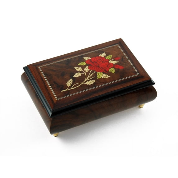Radiant Single Stem Red Rose Musical Jewelry Box - Volare