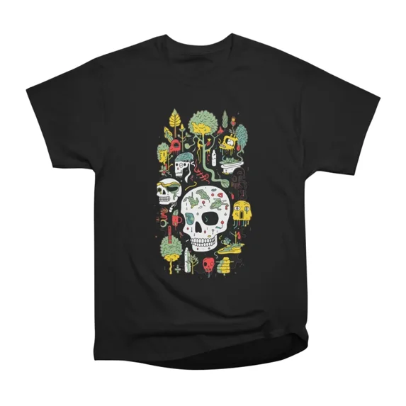 Radiant Skull Garden Tapestry T-Shirt Tee Gift For Him Merch For Her Apparel For Friend
