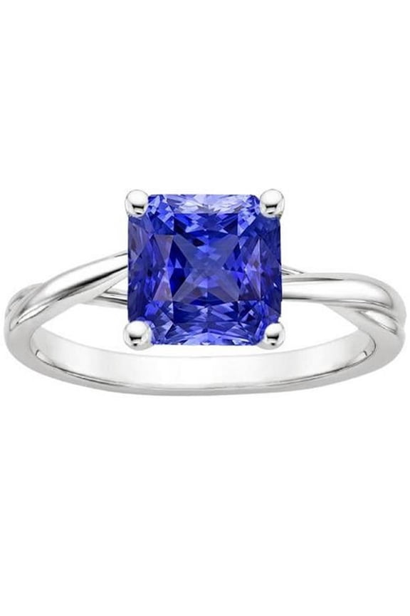 Radiant Solitaire Sapphire 2.50 CT Split Shank Engagement Ring, Size 6.5