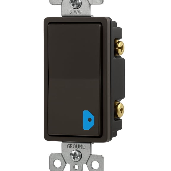 Radiant TM873DBCC10 15 Amp Heavy Duty 3-Way Rocker Wall Light Switch, Dark Bronze Decorator Wall Switch, Single Pack, Over 1 LB, Modern Electrical Toggle for Home or Office