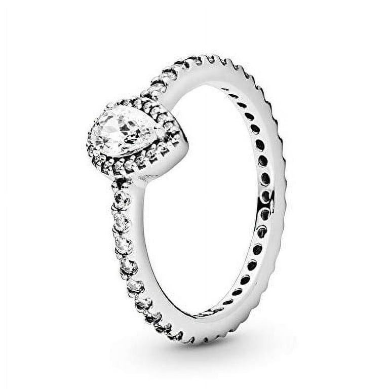 Radiant Teardrop Ring with Cubic Zirconia, Sterling silver