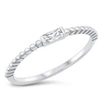 Radiant White Cubic Zirconia Stacking Ring .925 Sterling Silver Band Jewelry Female Male Size 5
