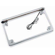Radiantz 6in LED Motorcycle License Plate Frame - Chrome Finish Aluminum Holder with Bright White Lights for Enhanced Visibility