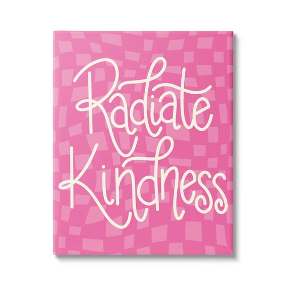 Radiate Kindness Pink Checkered Inspirational Graphic Art Gallery Wrapped Canvas Print Wall Art