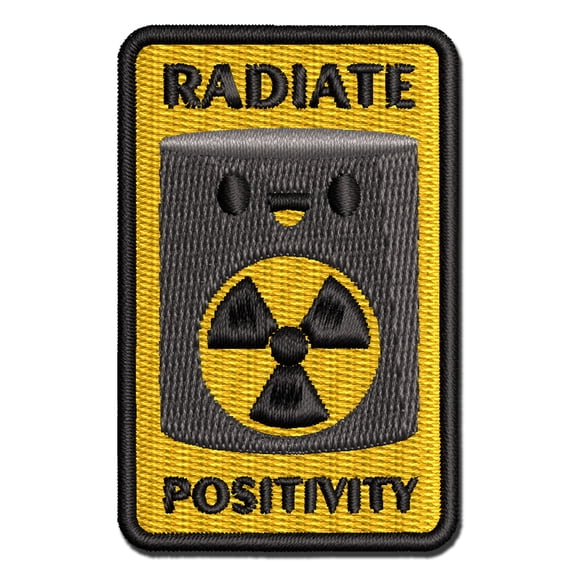 Radiate Positivity Radioactive Material Barrel Applique Multi-Color Embroidered Iron-On Patch - 2.0 Inch Mini