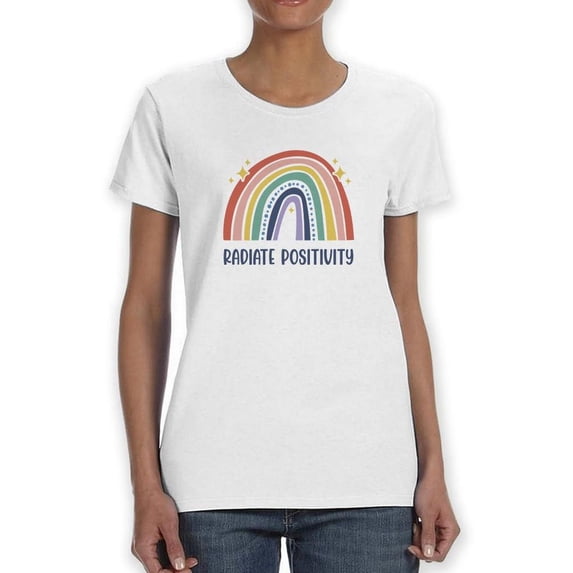 Radiate Positivity Rainbow T-Shirt Women -Smartprints Designs, Female 5X-Large