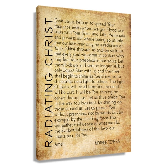 Radiating Christ Mother Teresa Prayer Bible Quote Wall Art Scripture Posters Poster for Bedroom Print Canvas Colouring Giclee Fine Art Oil Painting