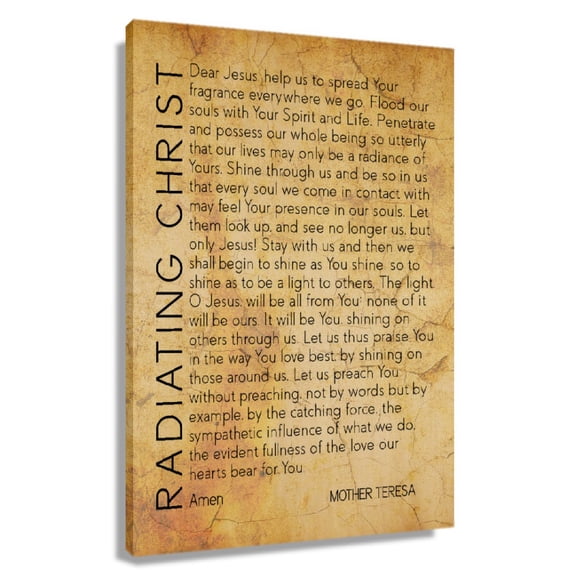 Radiating Christ Mother Teresa Prayer Bible Scripture Wall Art Bible Poster Pictures Painting Hanging Bedroom Canvas Artwork Giclee Prints