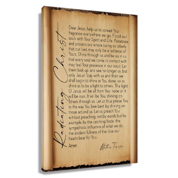Radiating Christ Mother Teresa Prayer Quotes Wall Art Prints Poster for Bedroom Printed Canvas Pictures Vertical Artwork Giclee Artwork