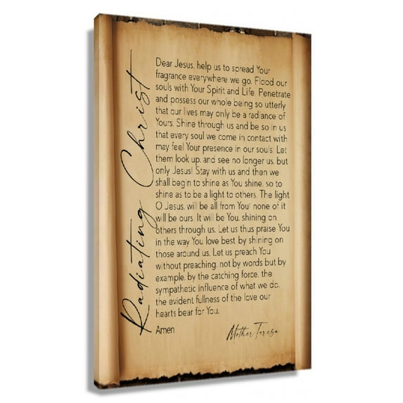 Radiating Christ Mother Teresa Prayer Quotes Wall Art Prints Poster for Bedroom Printed Canvas Pictures Vertical Artwork Giclee Artwork