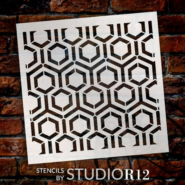 Radiating Hexagon Stencil by StudioR12 Geometric Repeatable