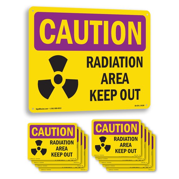Radiation Area Keep Out OSHA Caution Radiation Aluminum Sign 14 Inch x 10 Inch - 10 Pack