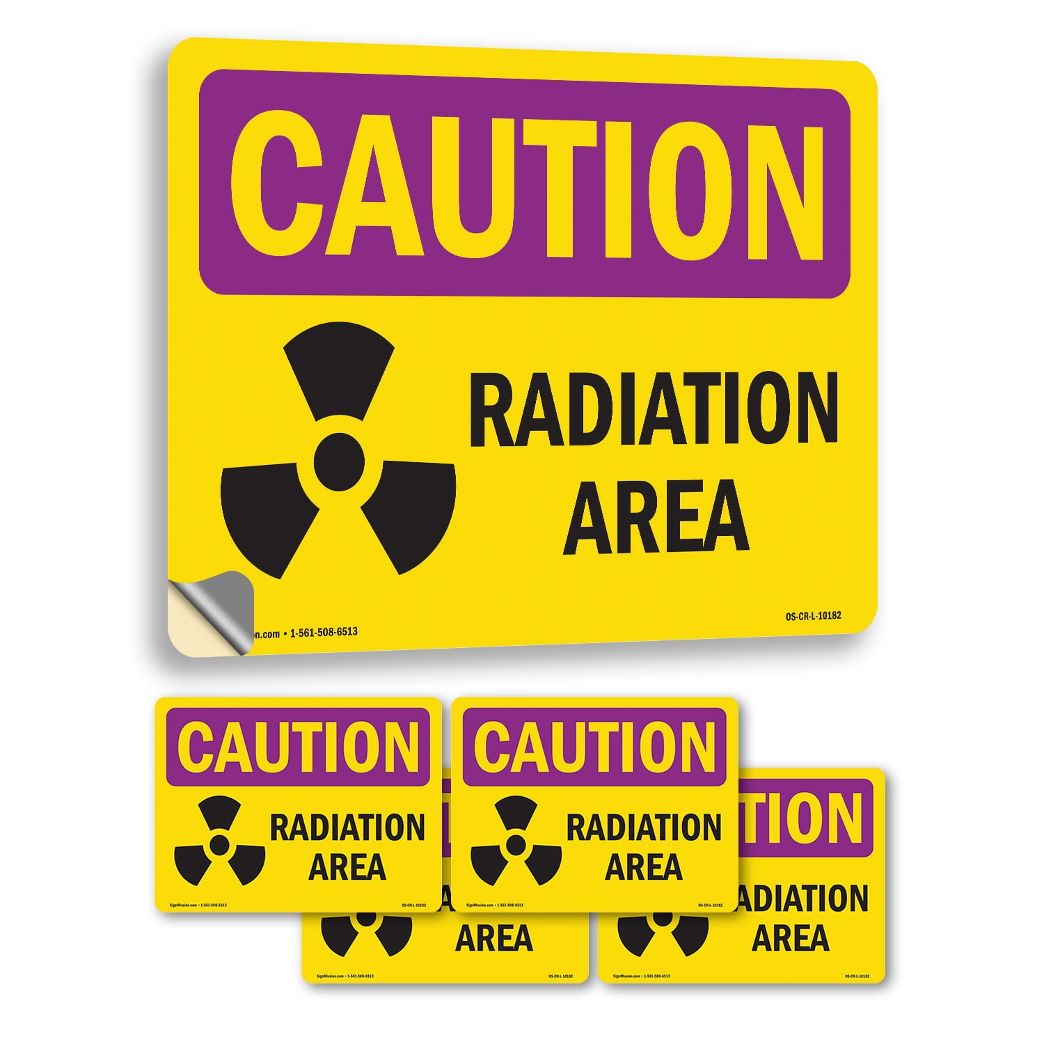 Radiation Area OSHA Caution Radiation Vinyl Decal Label 10 Inch x 7 ...