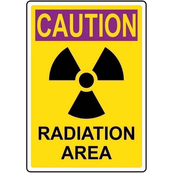 Radiation Caution Area Rustproof Aluminum Sign, Alert Plaque for Process Hazard Zones Hazmat Areas, Radioactive Danger Warning Sign, 8x12 Inch