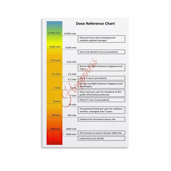 Radiation Dose Reference Chart Poster Canvas Painting Wall Art