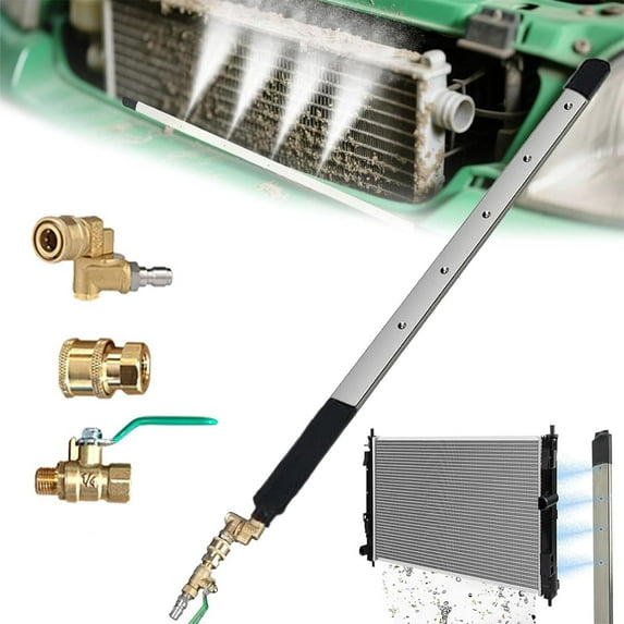 Radiator Cleaning Wand with Air Pipe Quick Connector, 4500 PSI 24-47” High Pressure Radiator Cleaning Tool, for Automotive Radiators, Condensers, Hvac & Heavy Machinery (32in+Switch)