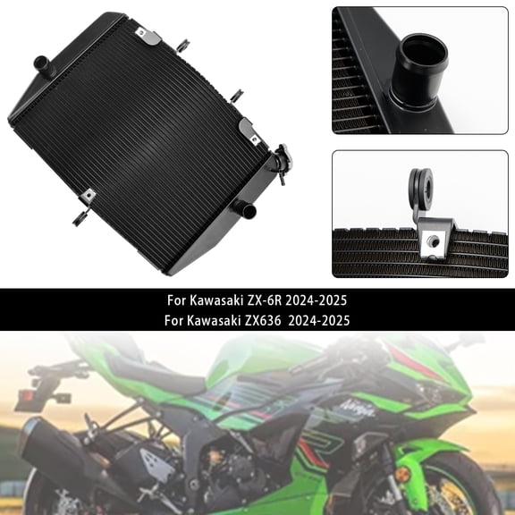 Radiator Cooling Engine Cooler For Kawasaki ZX-6R ZX636 2024-2025 Black