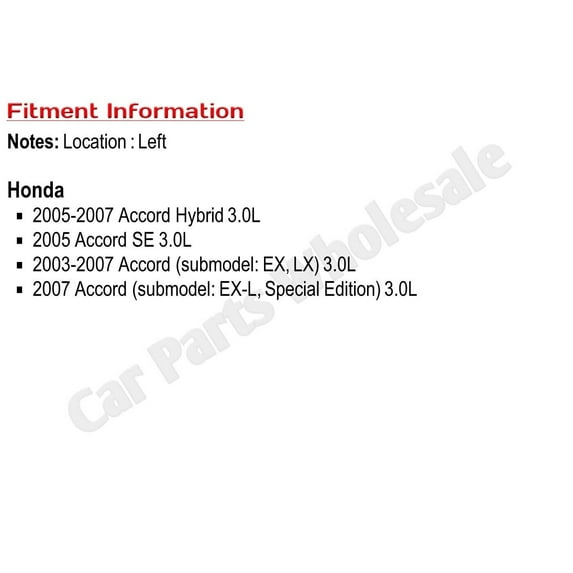 Radiator Cooling Fan Assembly For 2003-2007 For Honda For Accord Left Side - Plug & Play, Direct For Fit, 3.0L 6Cyl Sedans / Coupes