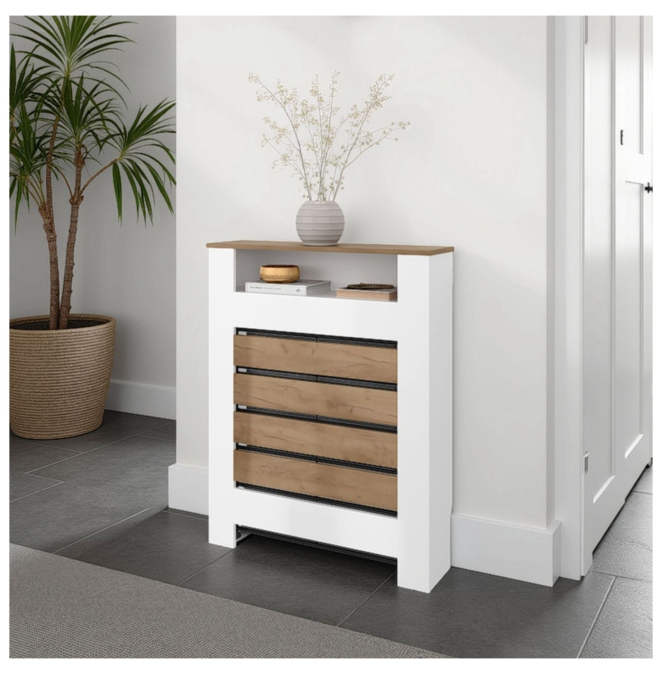 Radiator Cover Cabinet - Parma Style with Shelf, 31.5” Wide - Modern ...