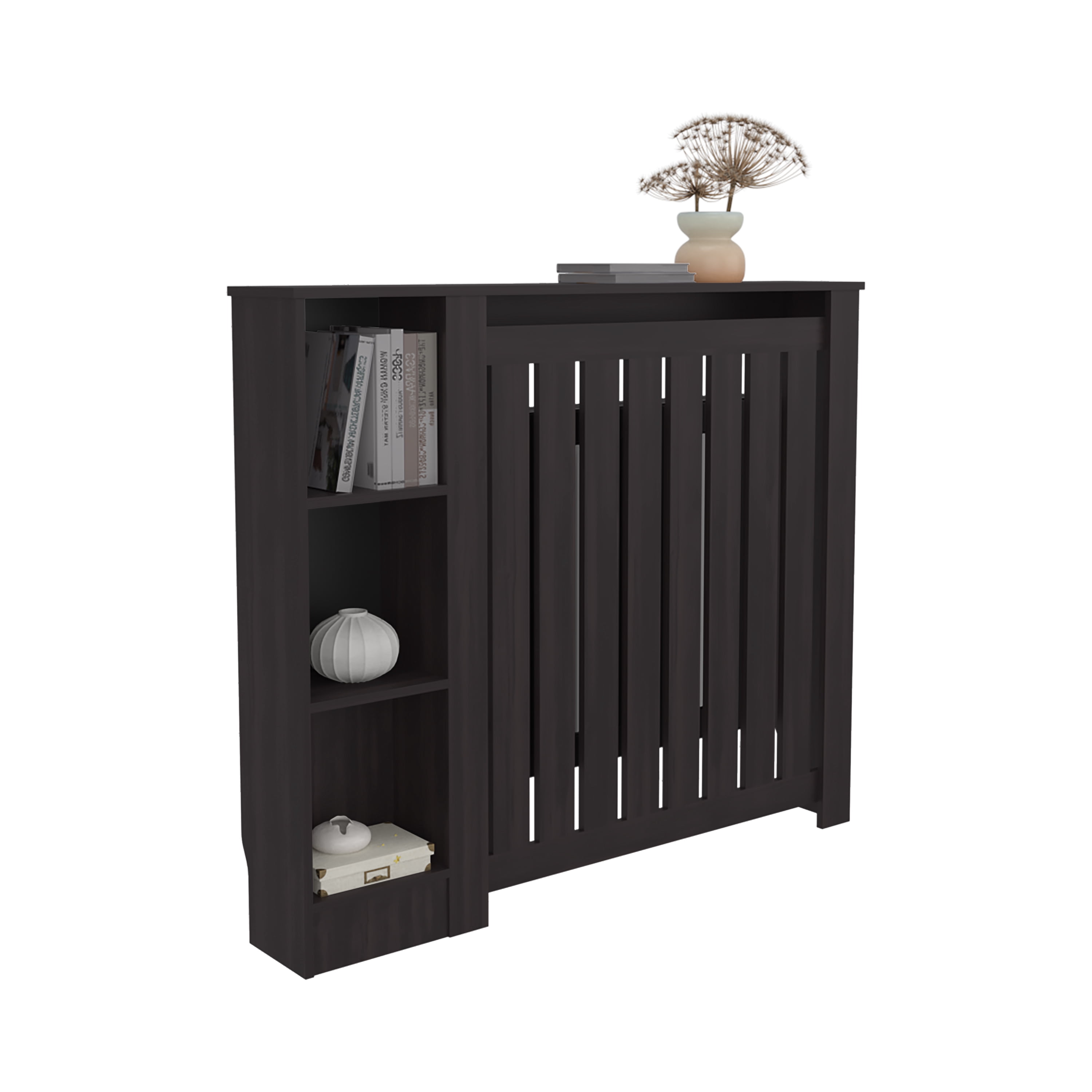 Radiator Cover with Slatted Frame and 3 Shelves, Decorative Heater Cover, Modern Furniture Accent for Living Rooms, Hallways, and Bedrooms