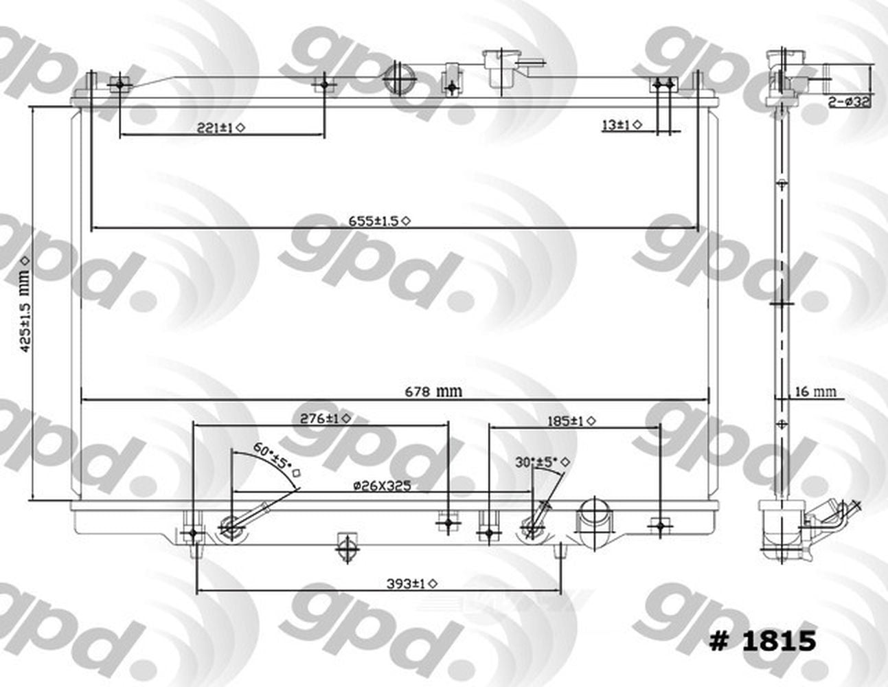Radiator Fits select: 1995-1998 HONDA ODYSSEY, 1996-1999 ISUZU OASIS