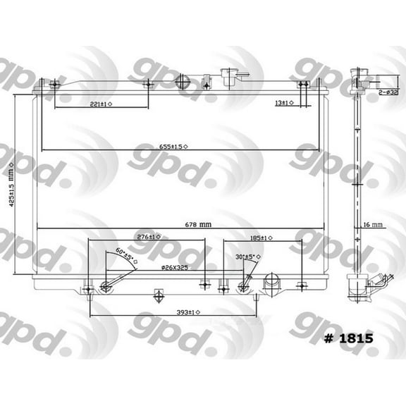 Radiator Fits select: 1995-1998 HONDA ODYSSEY, 1996-1999 ISUZU OASIS