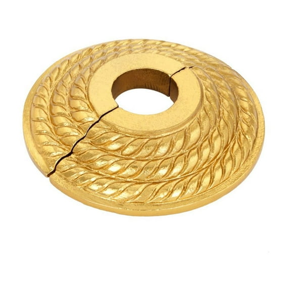 Radiator Flange Brass Lacquered Finish Triple Roped 1/2" (IPS) pipe flange: 7/8" inside diameter; 3-1/8" outside diameter