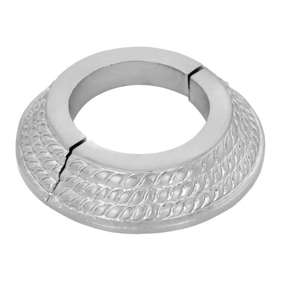 Radiator Flange Satin Finish Triple Roped 1-1/4" (IPS) pipe flange: 1-3/4" inside diameter; 3-1/8" outside diameter