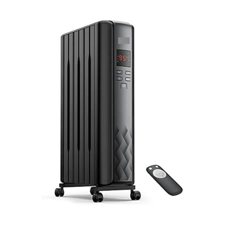 Radiator Heater, Upgrade 1500W Electric Portable Space Oil Filled Heater With Remote Control, 4 Modes, Overheat & Tip-Over ,Fast Heating