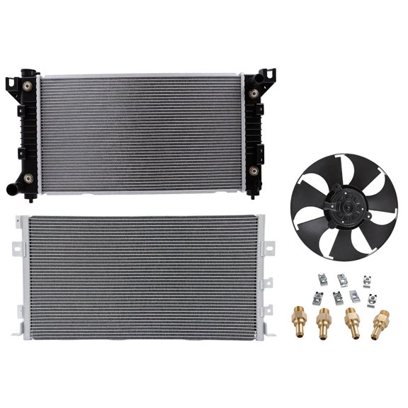 Radiator KIT Compatible: Dodge Grand Caravan 1996-2000, Chrysler Town & Country, Caravan, Plymouth Grand Voyager Front