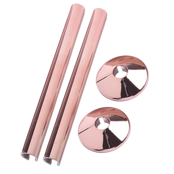 Radiator Pipe Covers Set of 2 - 15mm Chrome Sleeves with Collars for Bathroom Pipes - 200mm Length Snap-On Installation - Elegant Home Decor Solution for Exposed Pipes (Chrome)