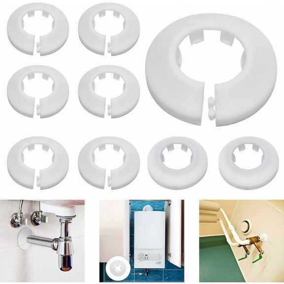 Radiator Rosette Pipe Cover for Radiator Heating Plumbing Wall Hole Cover Floor 16 mm / 20 mm / 25 mm 24PcsTriomphe (White)