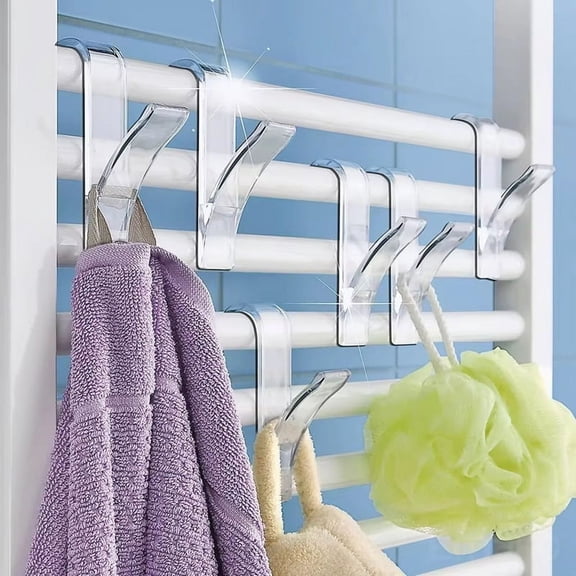 Radiator Towel Hook Hanger Wall-Mounted Storage of Bathroom Storage Rack Kitchen Storage Rack Transparent