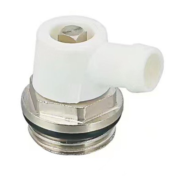 Radiator Vent Valve With Rotatable Drain Outlet, 1/2 Inch Self-Sealing Brass Exhaust Valve, Nickel Plated Air Release Key For Central Heating Systems