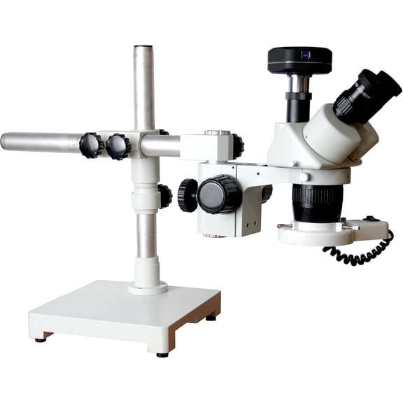 Radical 10x-20x-30x-60x Professional Stereo PCB Soldering Welding Electronics Dissection Mobile Repair Microscope 100mm Working Distance Boom XYZ Movement Stand LED Light & 18Mp USB 3.0 Camera