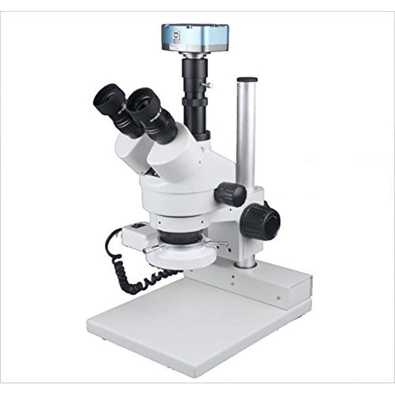 Radical 165mm WD 45x Zoom Stereo Trinocular Dissection Zoology Circular LED Microscope