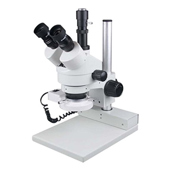 Radical 200mm Working Distance 3-45x Zoom Stereo PCB Welding Mobile Watch Repair Microscope with Camera Port and C Mount Circular LED Light